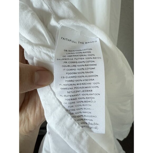 Faithfull The Brand La Oro Smock One Shoulder White Midi Dress Poplin Coastal 4 - Picture 7 of 11